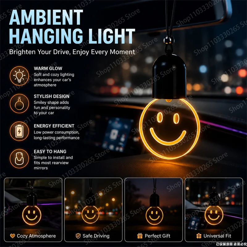 Car Accessories Mirror Hanging - 1Pcs Perfect Gift Cute Smiley Face