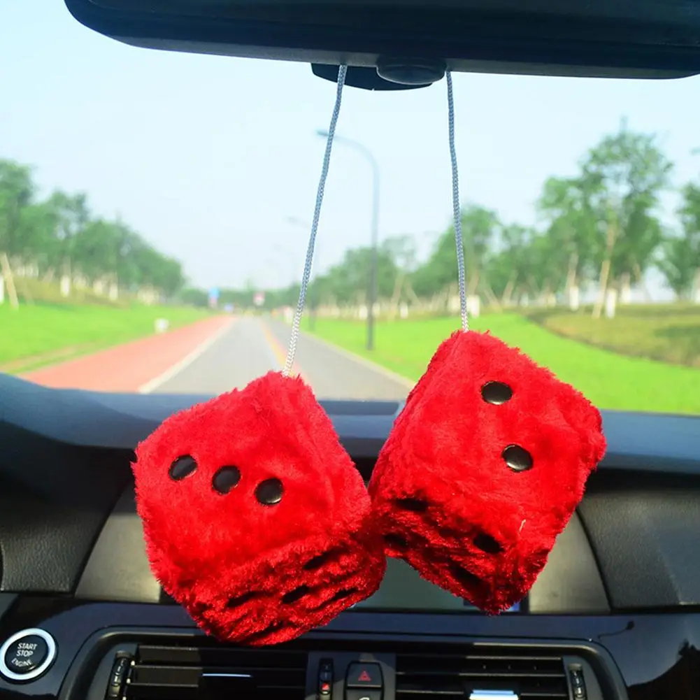7.5cm Soft Fuzzy Dice for Car  - Car Accessories Mirror Hanging recension och pris