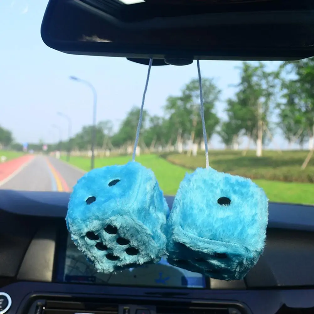 7.5cm Soft Fuzzy Dice for Car  - Car Accessories Mirror Hanging recension och pris