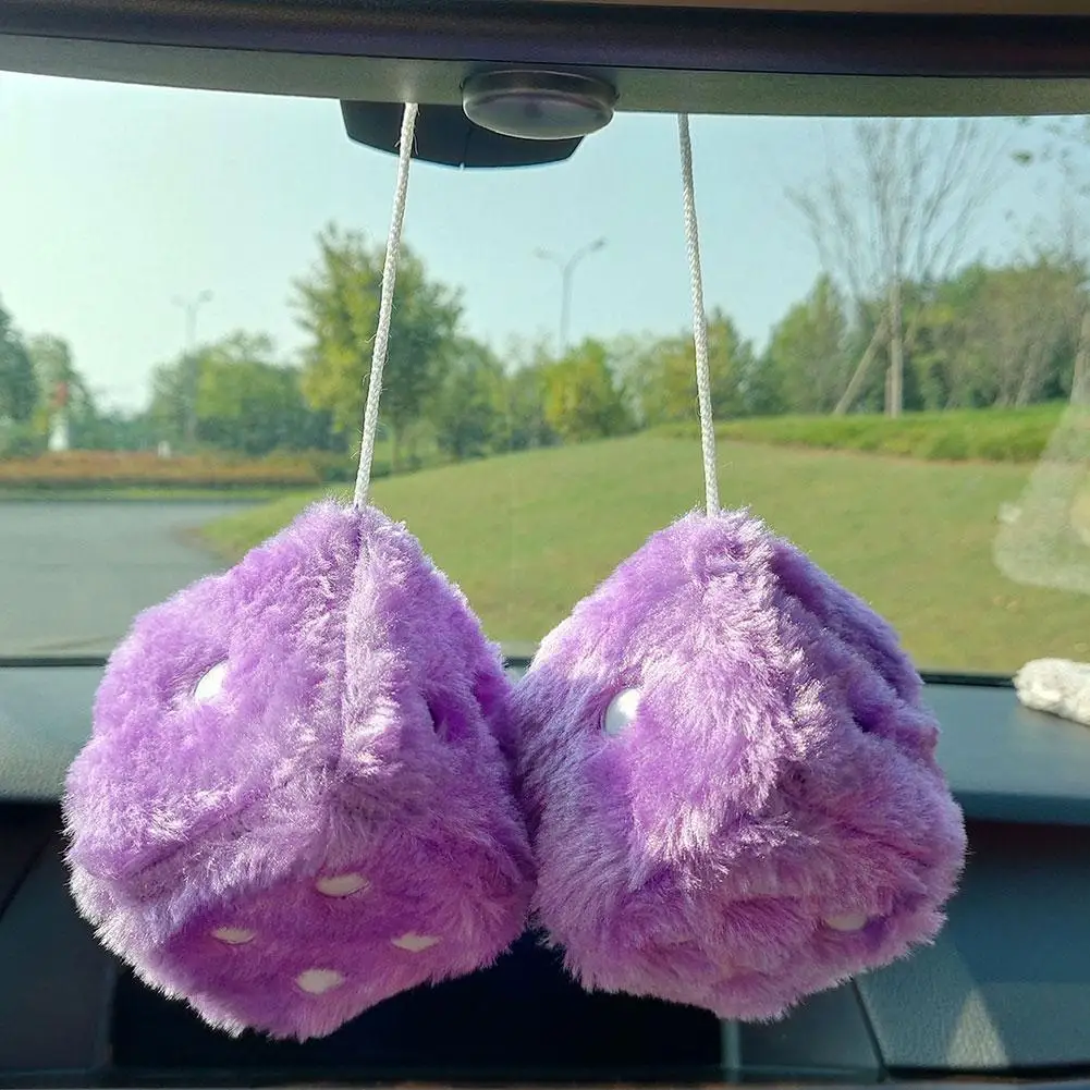 7.5cm Soft Fuzzy Dice for Car  - Car Accessories Mirror Hanging recension och pris