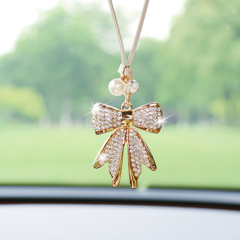 Fashion Diamond-Encrusted Bowt - Car Accessories Mirror Hanging recension och pris